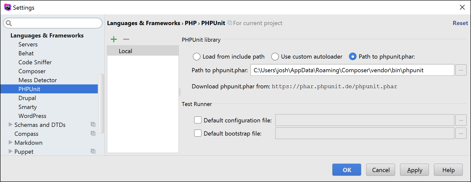 PHPUnit in PHPStorm